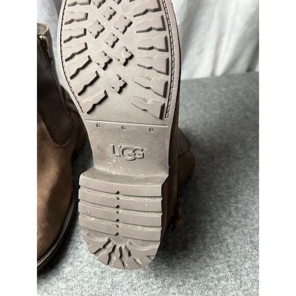 UGG Australia Orion Buckled Zip-Up Moto Buckle Leather Booties 1007769 Stout 9.5 - Picture 8 of 9